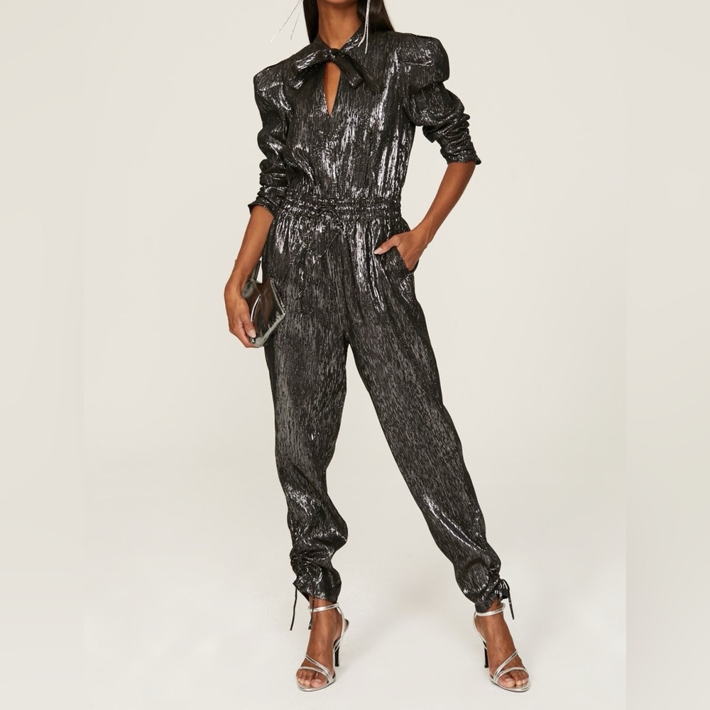 Scotch & Soda Silver Tie Neck Jumpsuit, L